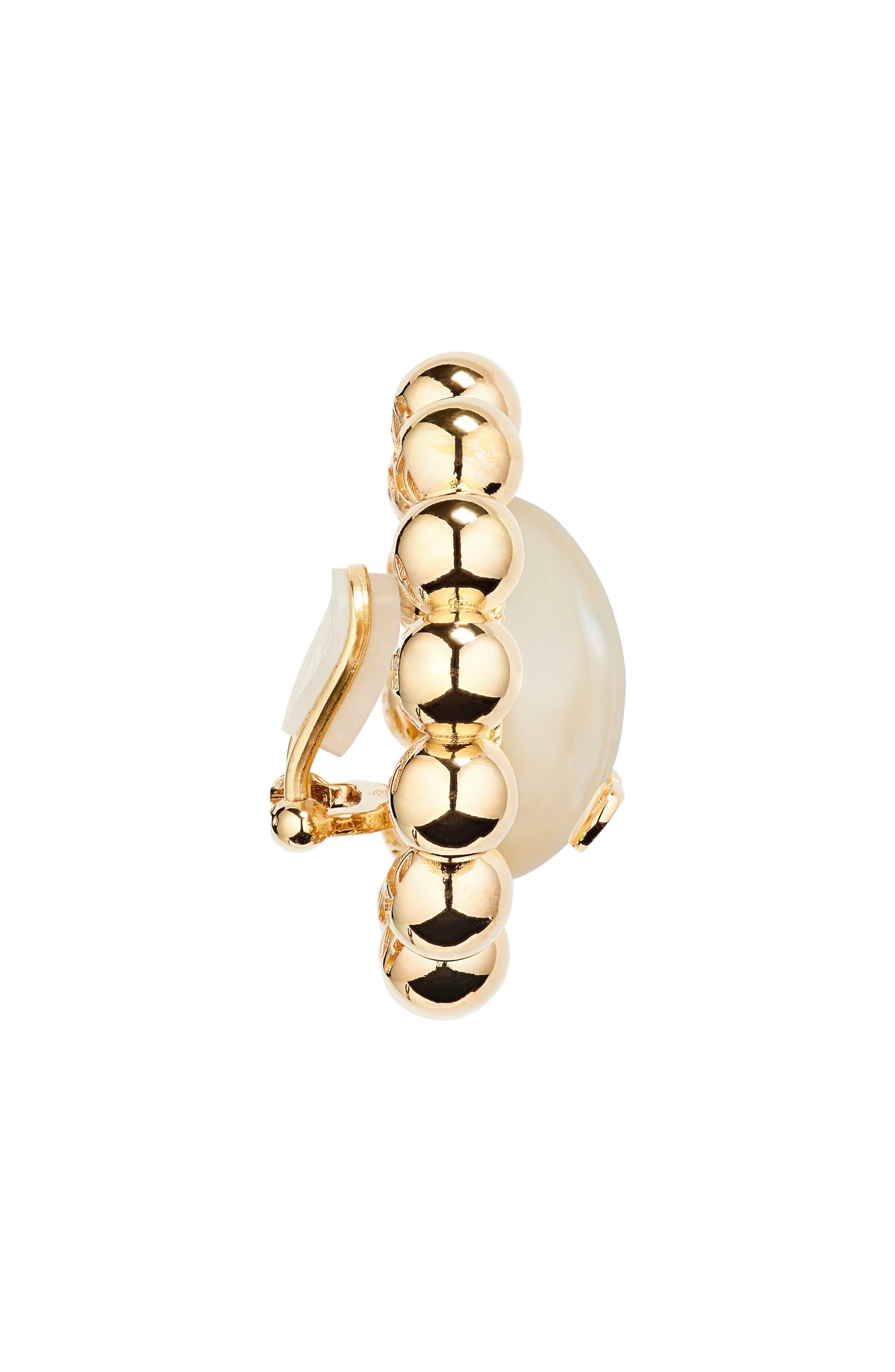 Valentino Garavani Pas Plus VLOGO Faux Pearl Clip-On Earrings in Gold/Cream at Nordstrom - 5