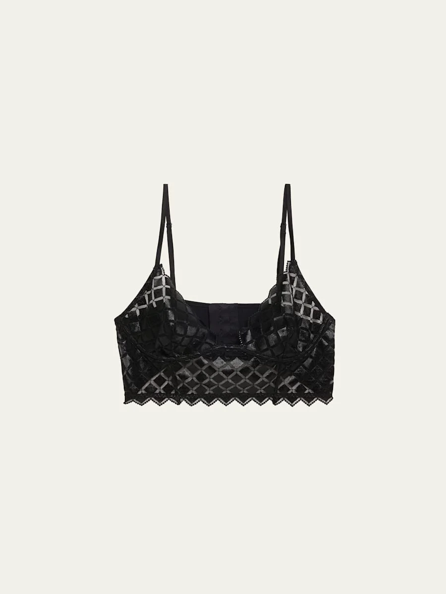 Lamine Diamond-Embroidered Longline Bra - 1