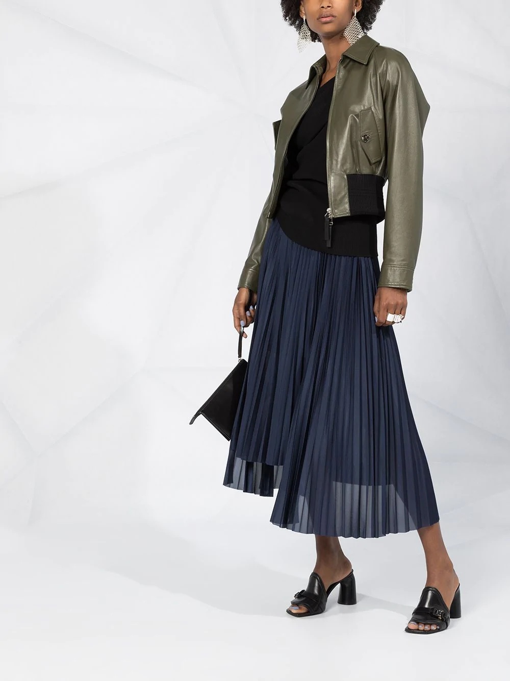 asymmetric pleated skirt - 2