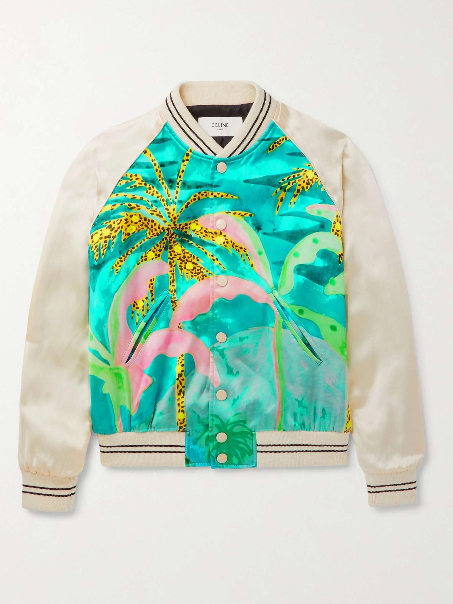 Teddy Logo-Print Satin Bomber Jacket - 1