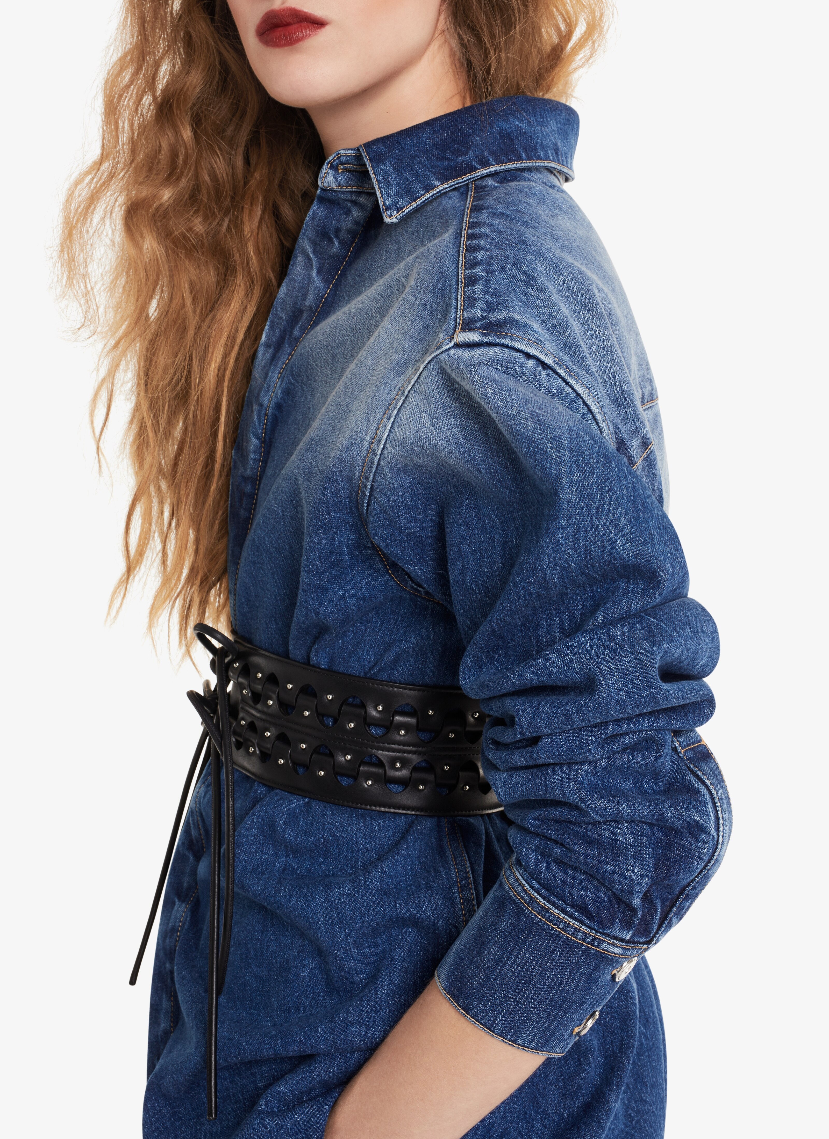 WASHED DENIM SKATER SKIRT - 5