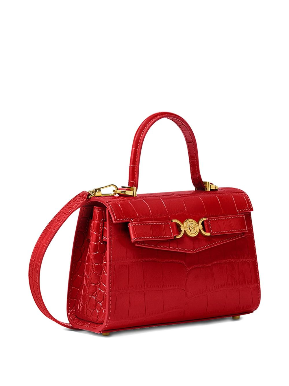 small crocodile-embossed top-handle bag - 5