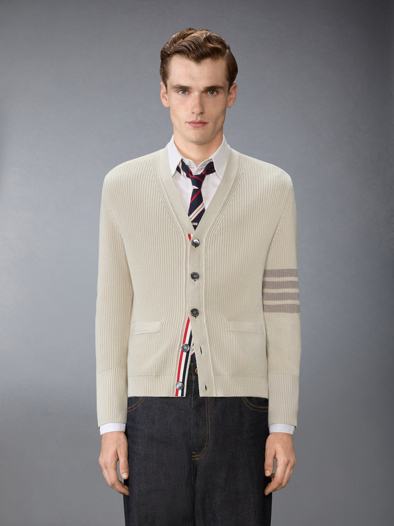 Thom Browne GARMENT DYED 4-BAR CARDIGAN outlook