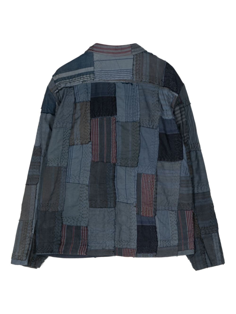 patchwork linen shirt jacket - 2