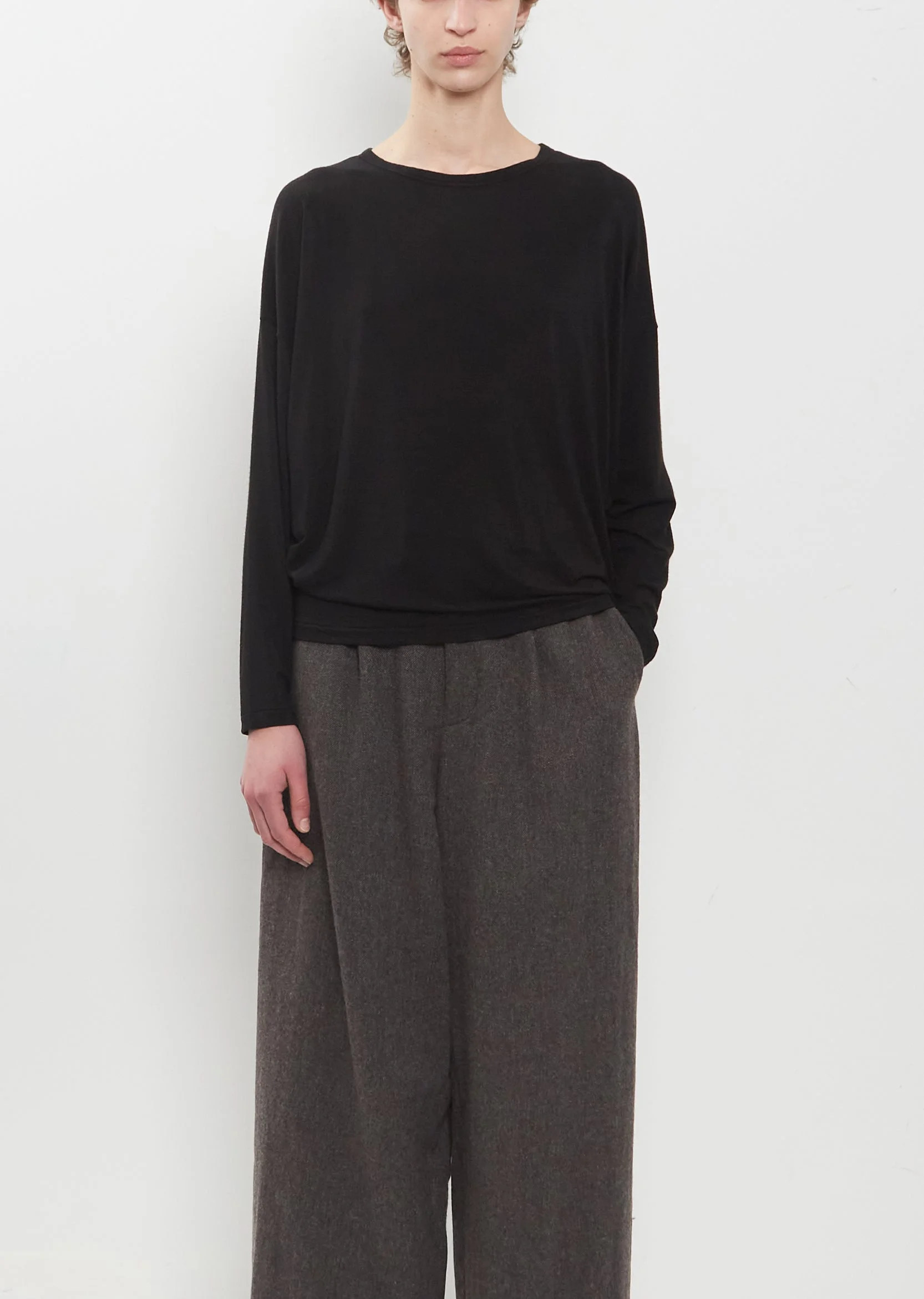 Lyocell Cashmere Jersey Pullover — Black - 1