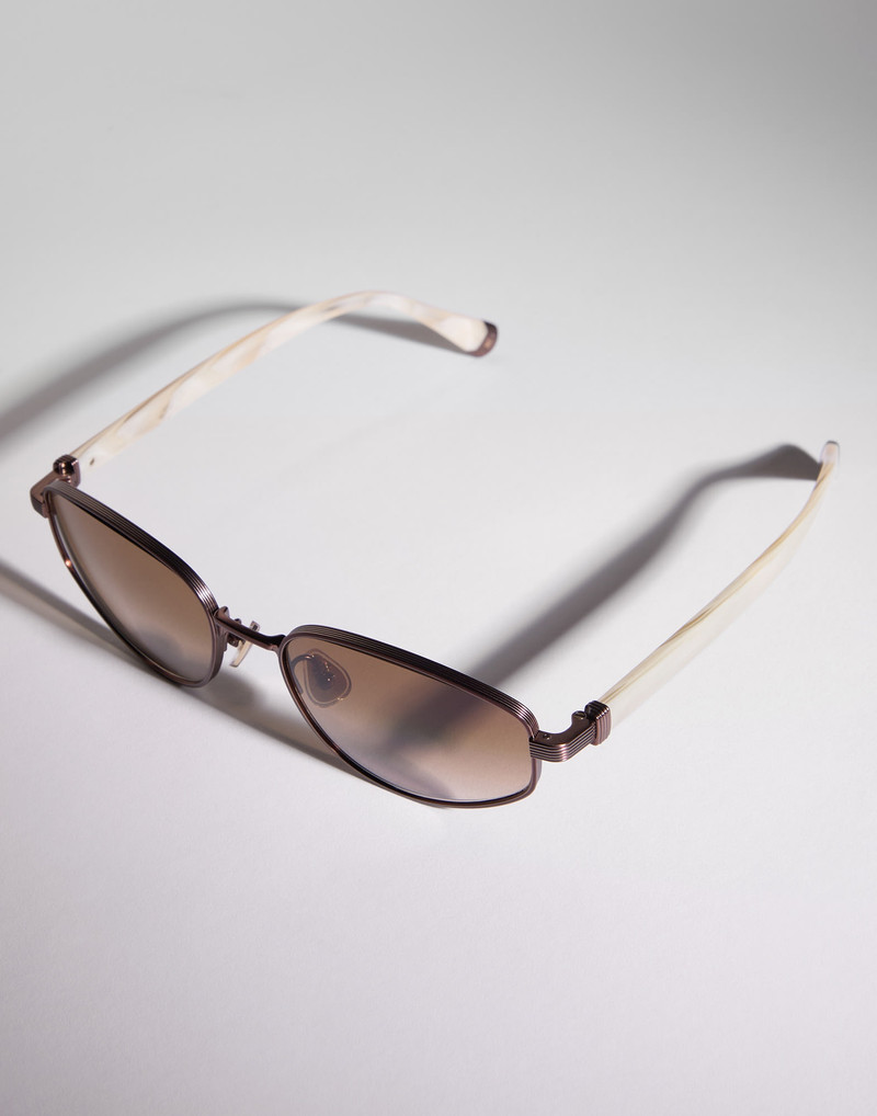 Brunello Cucinelli Geometric titanium sunglasses outlook