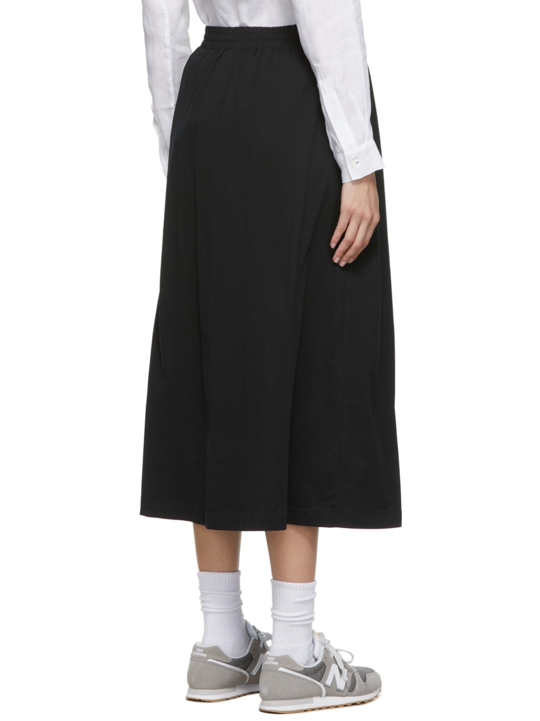 Black Cotton Drawstring Skirt - 3