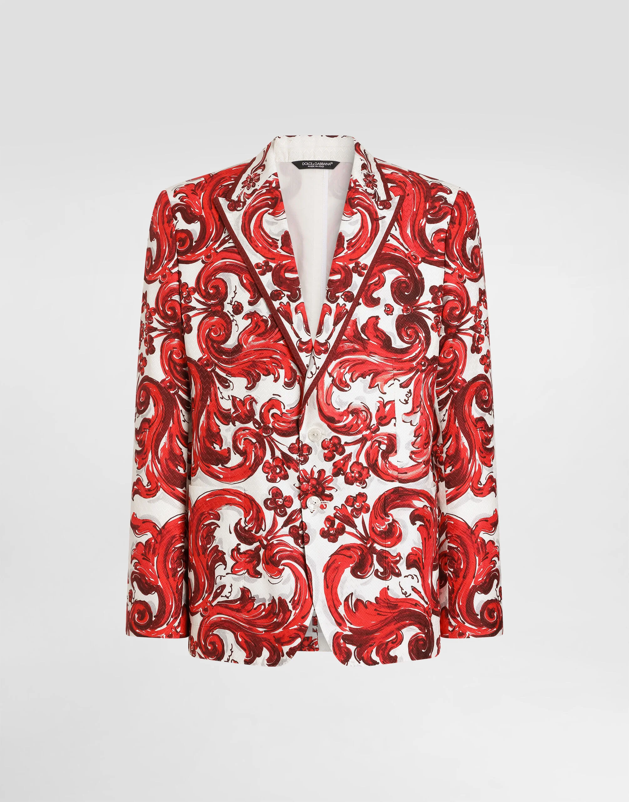 Sicilia light single-breasted jacket in majolica-print jacquard - 1