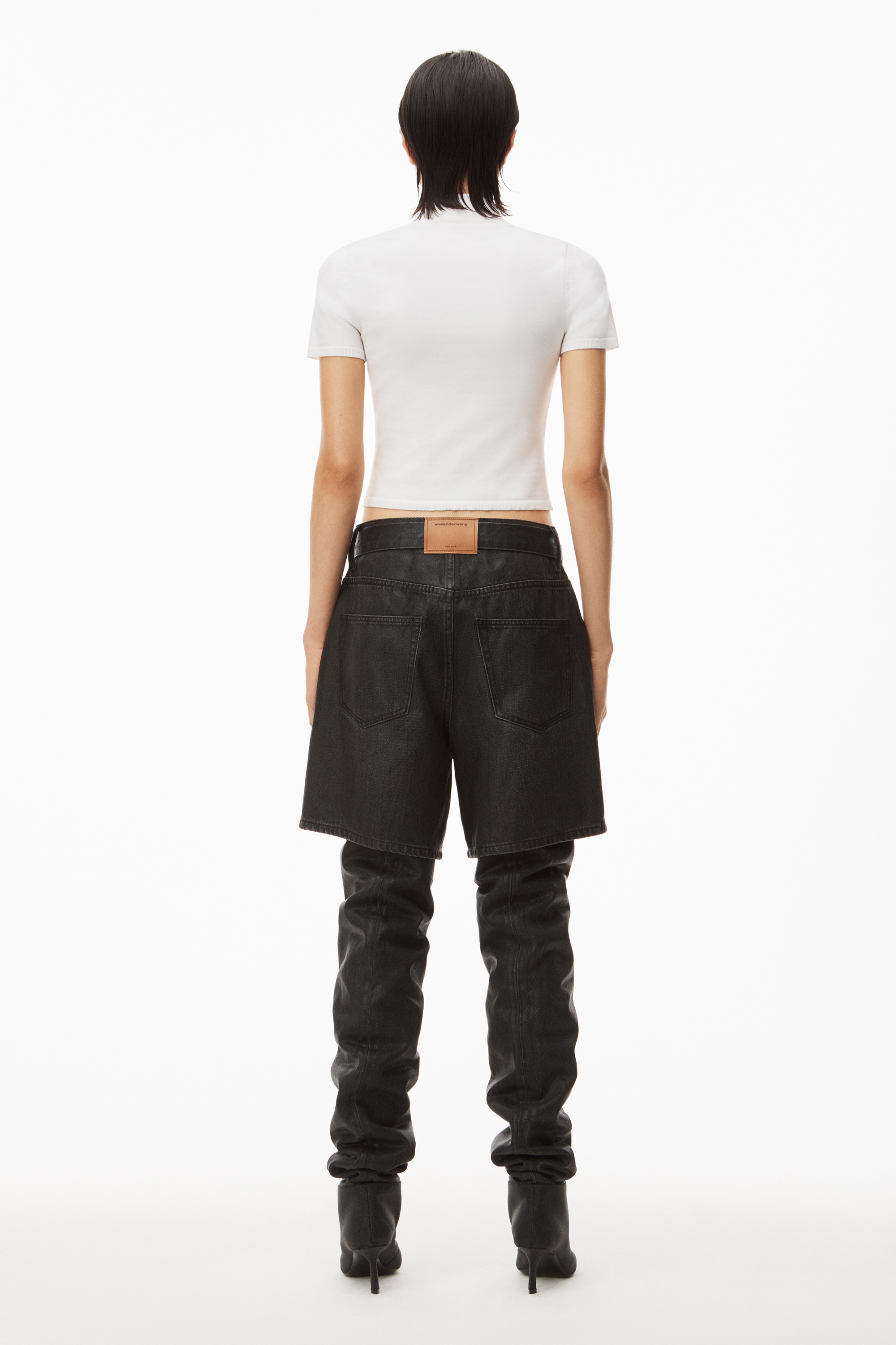 Alexander Wang LOGO PATCH MOCK NECK TOP IN BODYCON KNIT