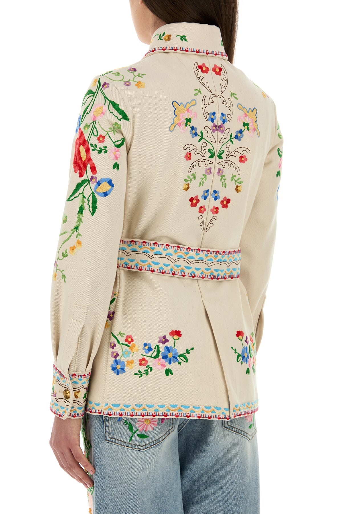 Embroidered denim blazer - 4