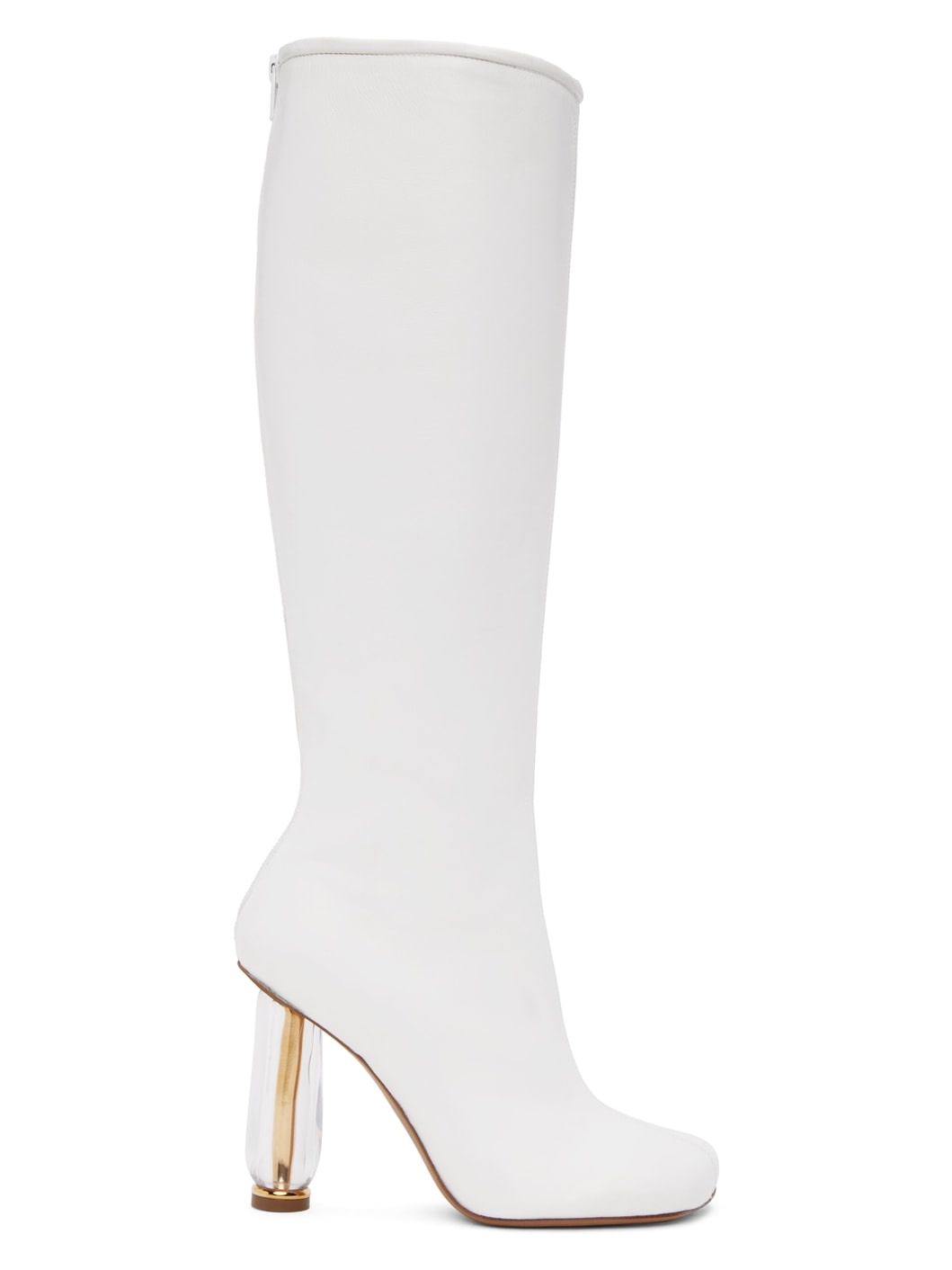 White Cylindrical Heel Boots - 1