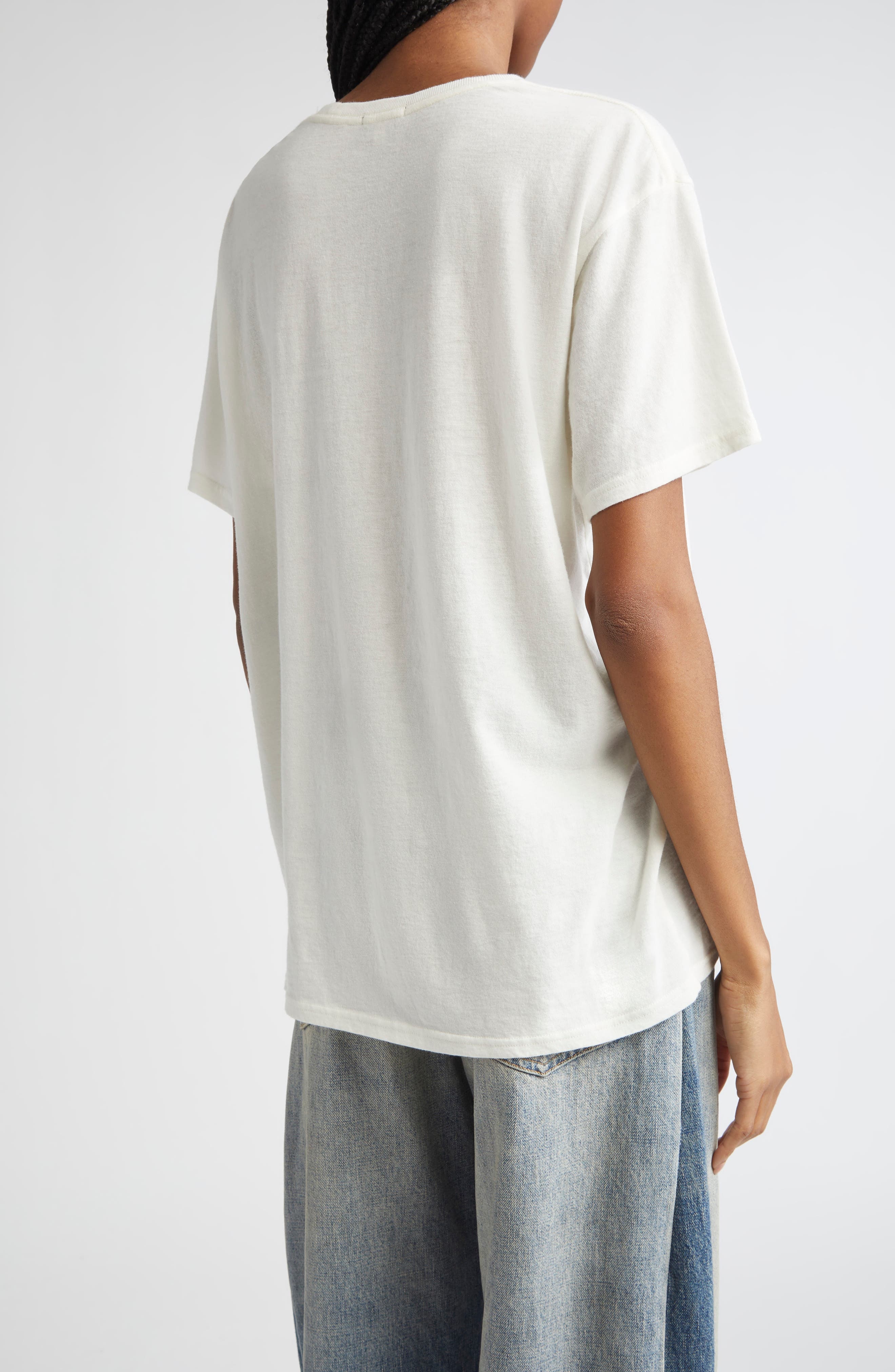 R13 You Wish Cotton & Cashmere Graphic T-Shirt in Ecru at Nordstrom - 2