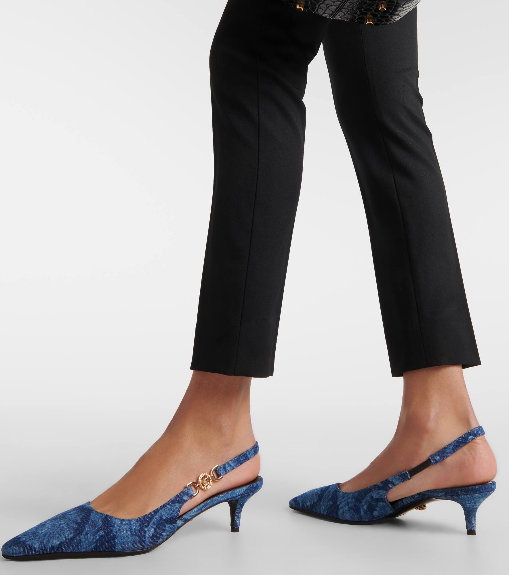 Barocco denim slingback pumps - 4