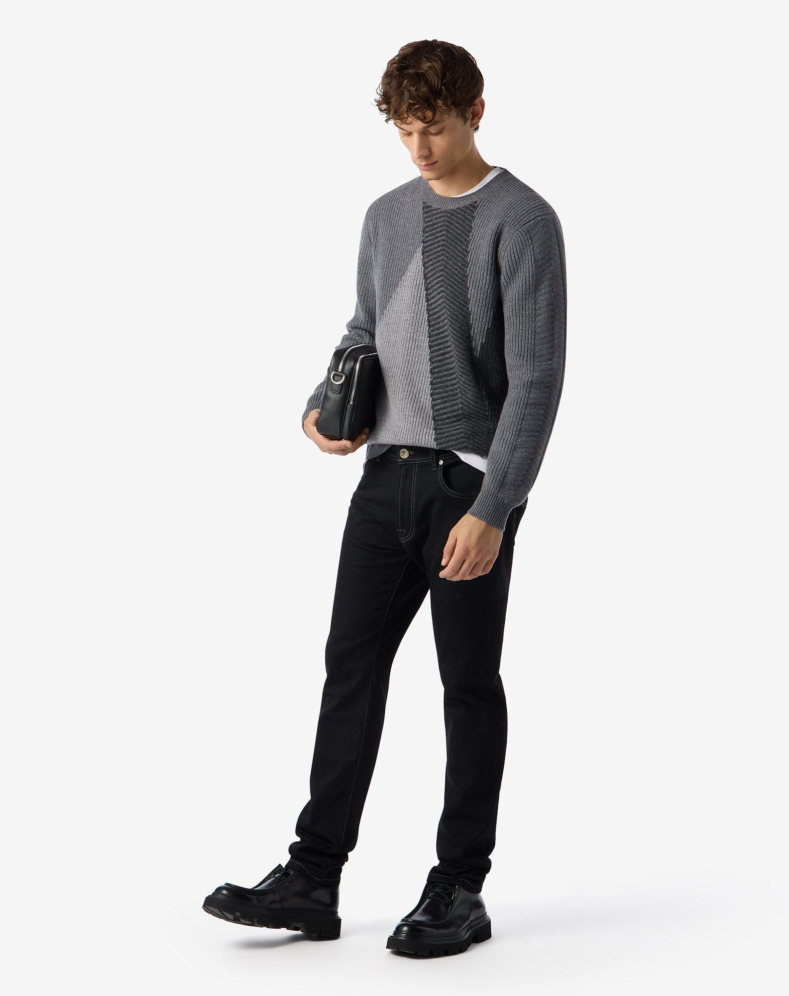 Black stretch cotton and lyocell jeans - 2