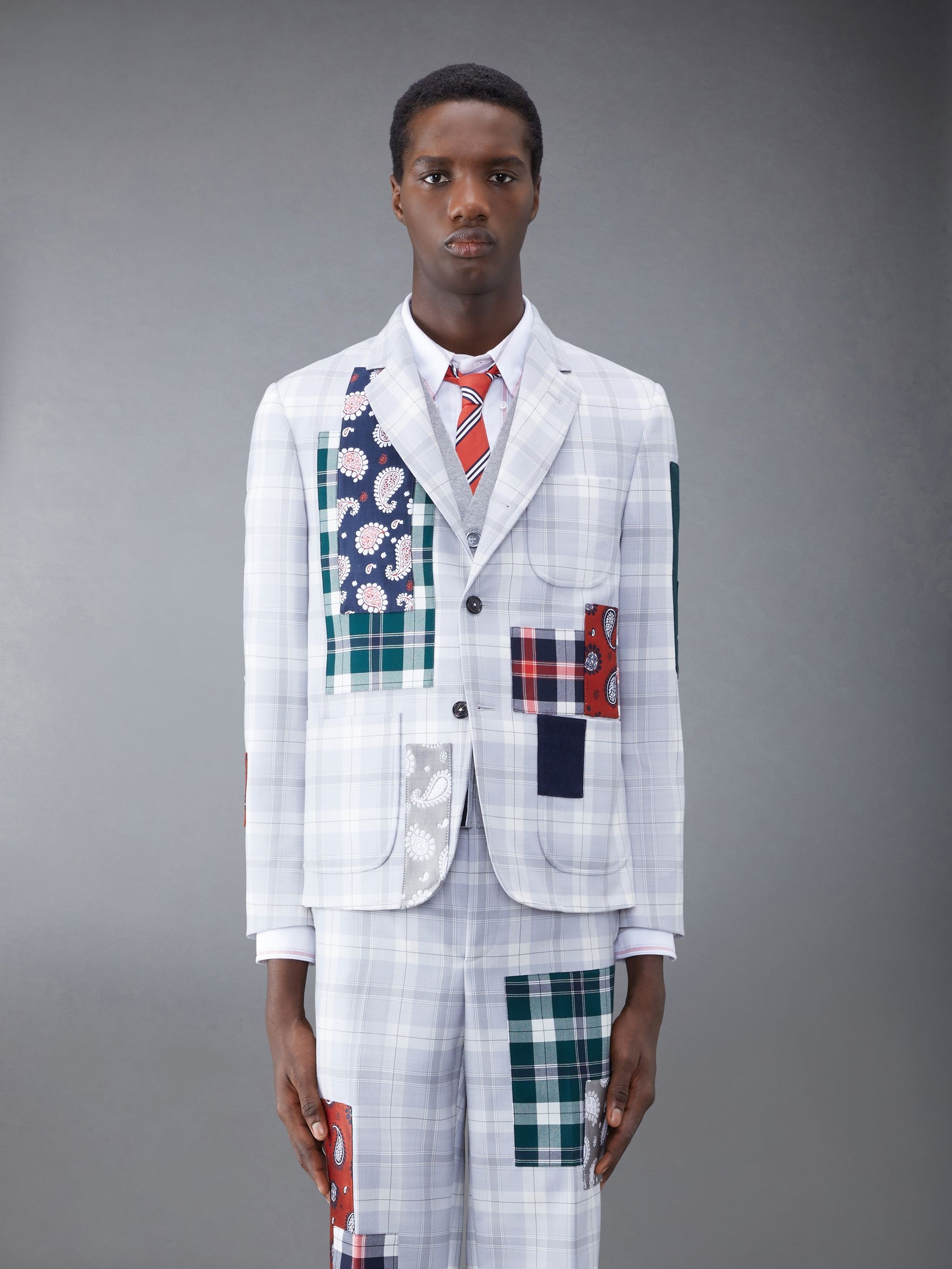 Tartan Twill Patchwork Sack Sport Coat - 1