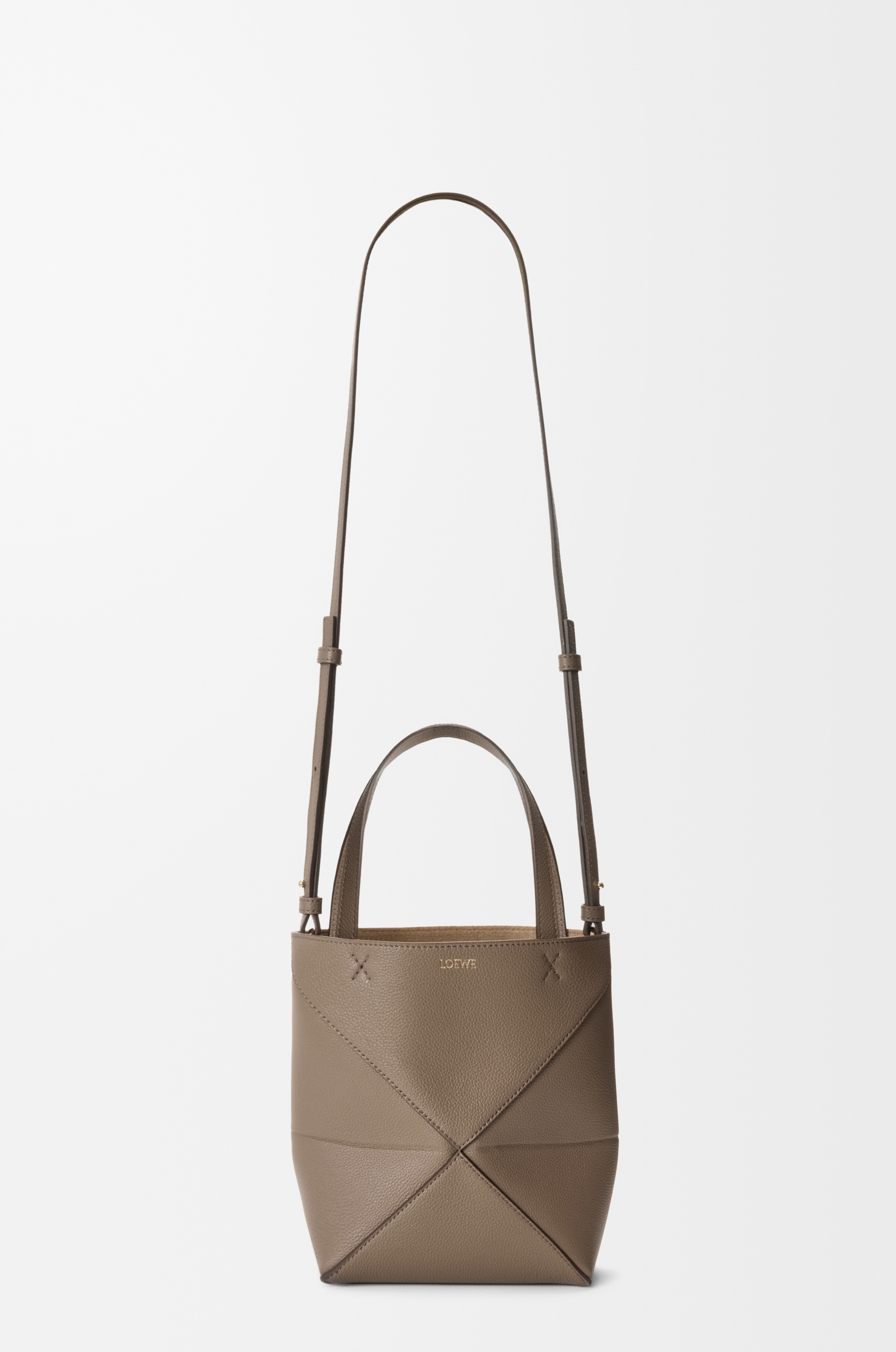 Mini Puzzle Fold tote in soft grained calfskin - 8