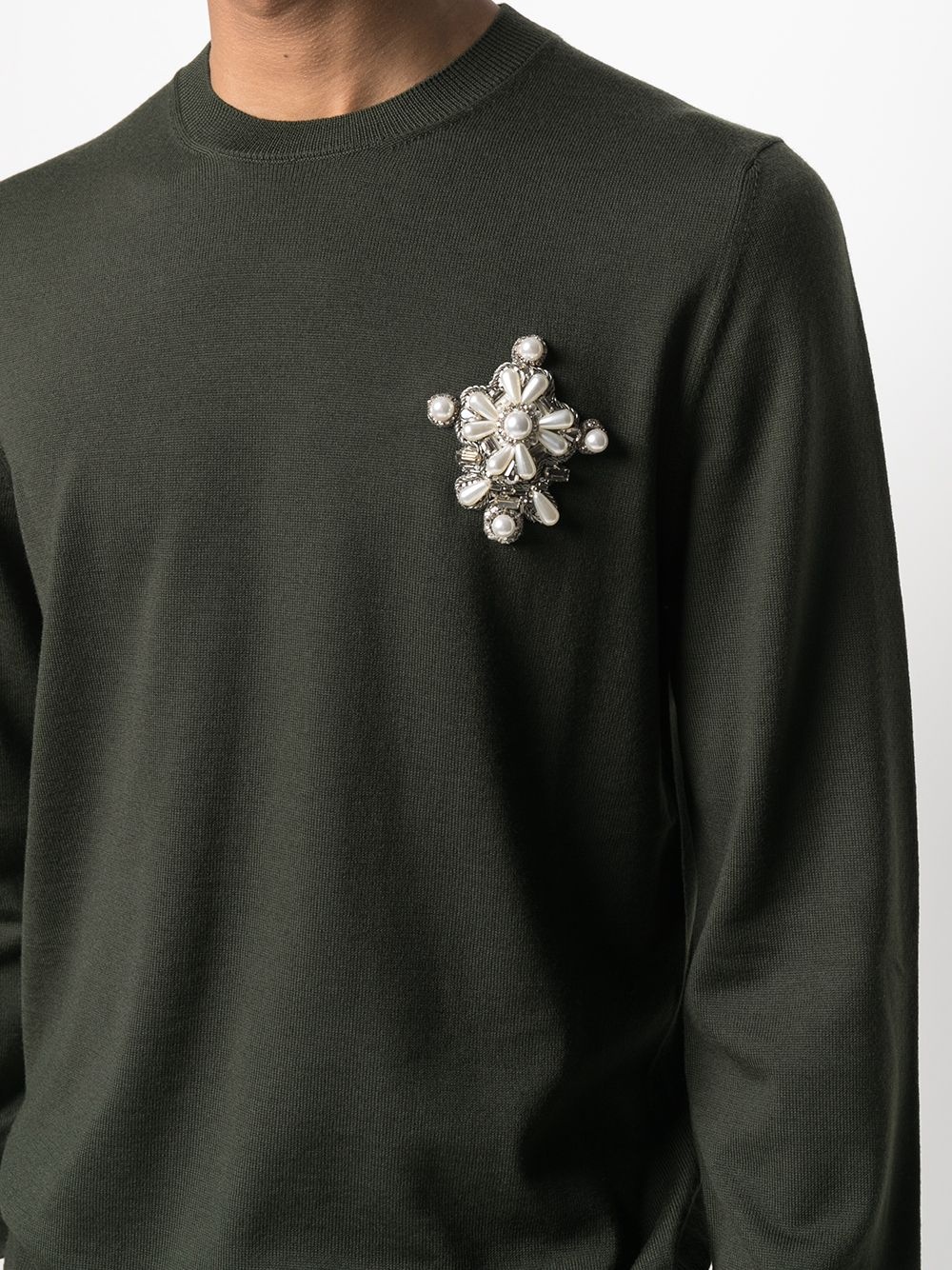 embroidered-badge crew neck jumper - 5