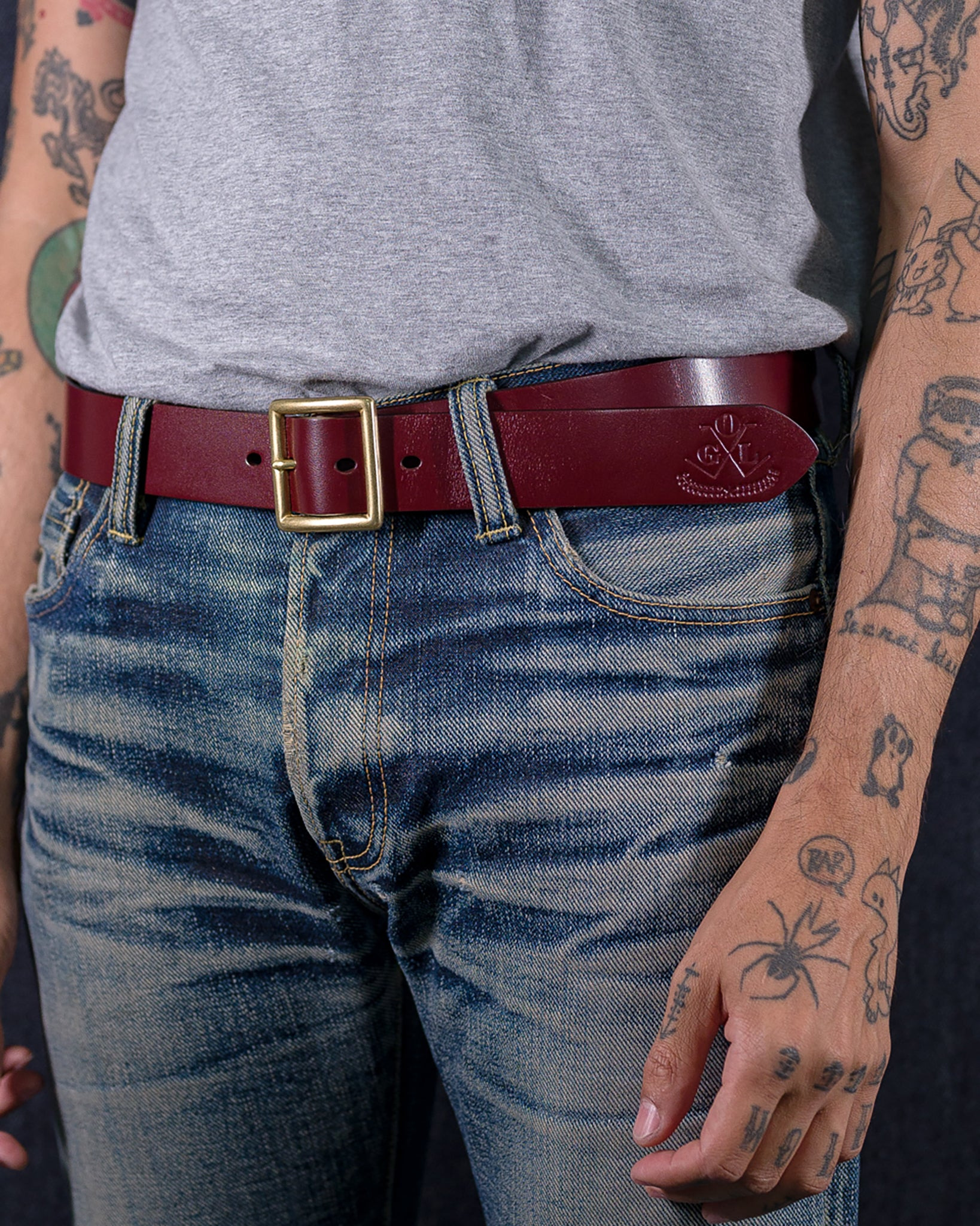OGL-BELT-FULL-VTG-TAN OGL Vintage Buckle Leather Belt - Tan - 2