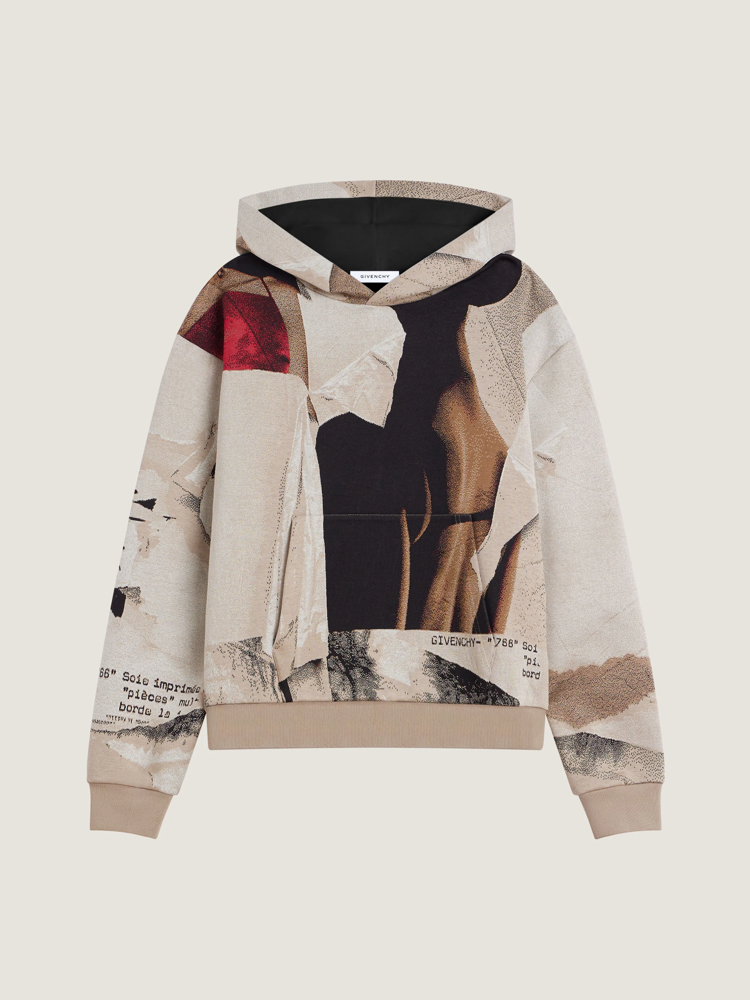 COUTURE SEAM HOODIE WITH RIPPED PAPERS JACQUARD - 1