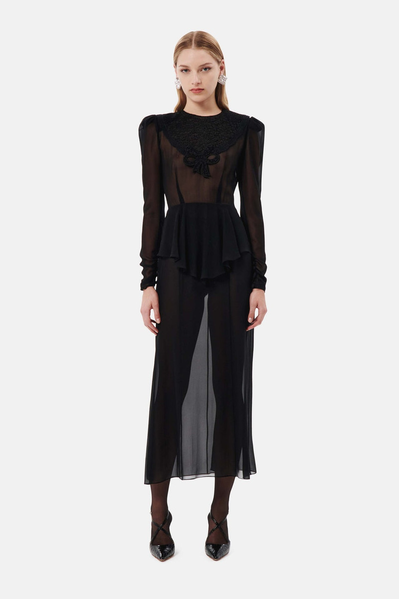 SILK GEORGETTE DRESS WITH LACE JABOT 4