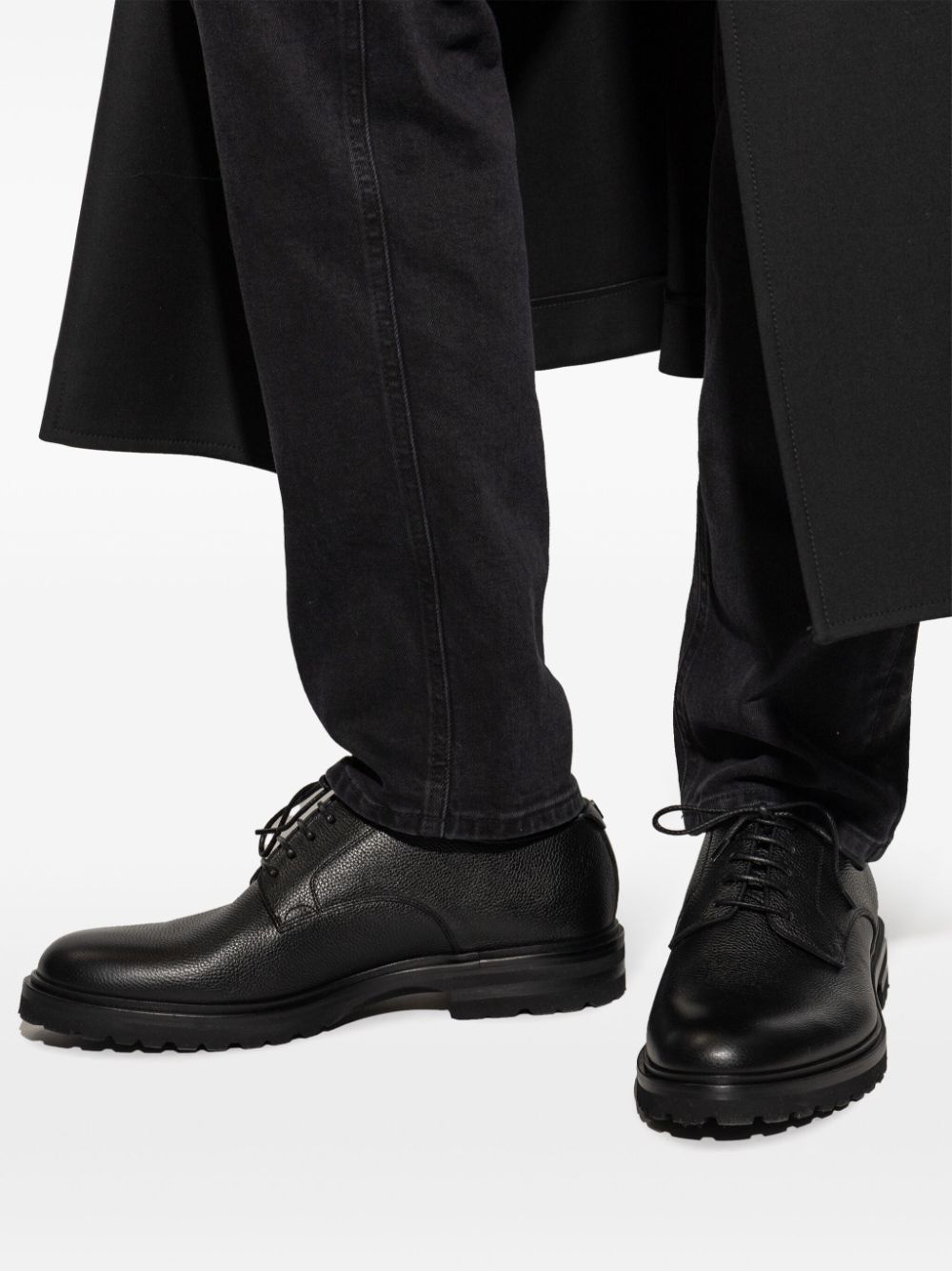 grained derby shoes - 5