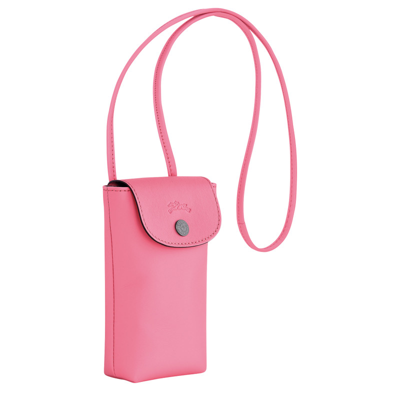 Le Pliage Xtra Phone case with leather lace Pink - Leather 3