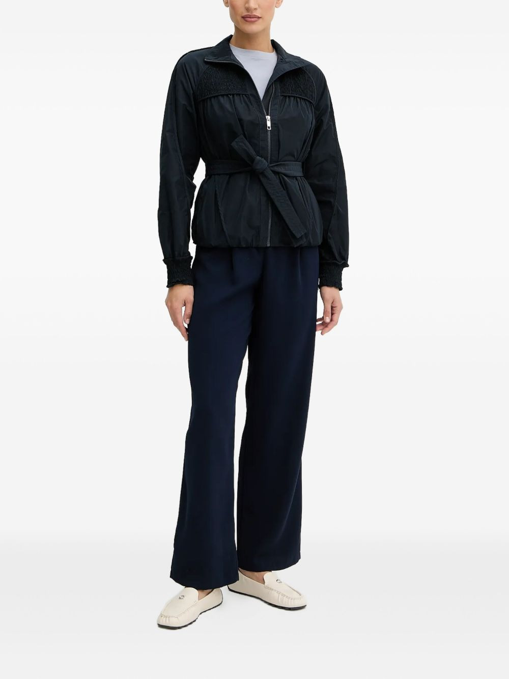 smocked-yoke belted jacket - 2