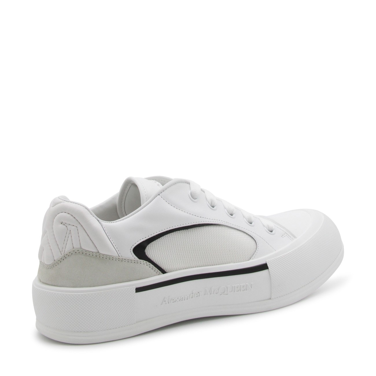 white leather plimsoll sneakers - 3