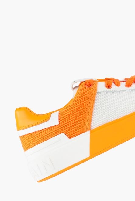 White and orange smooth leather and mesh B-Court sneakers - 7