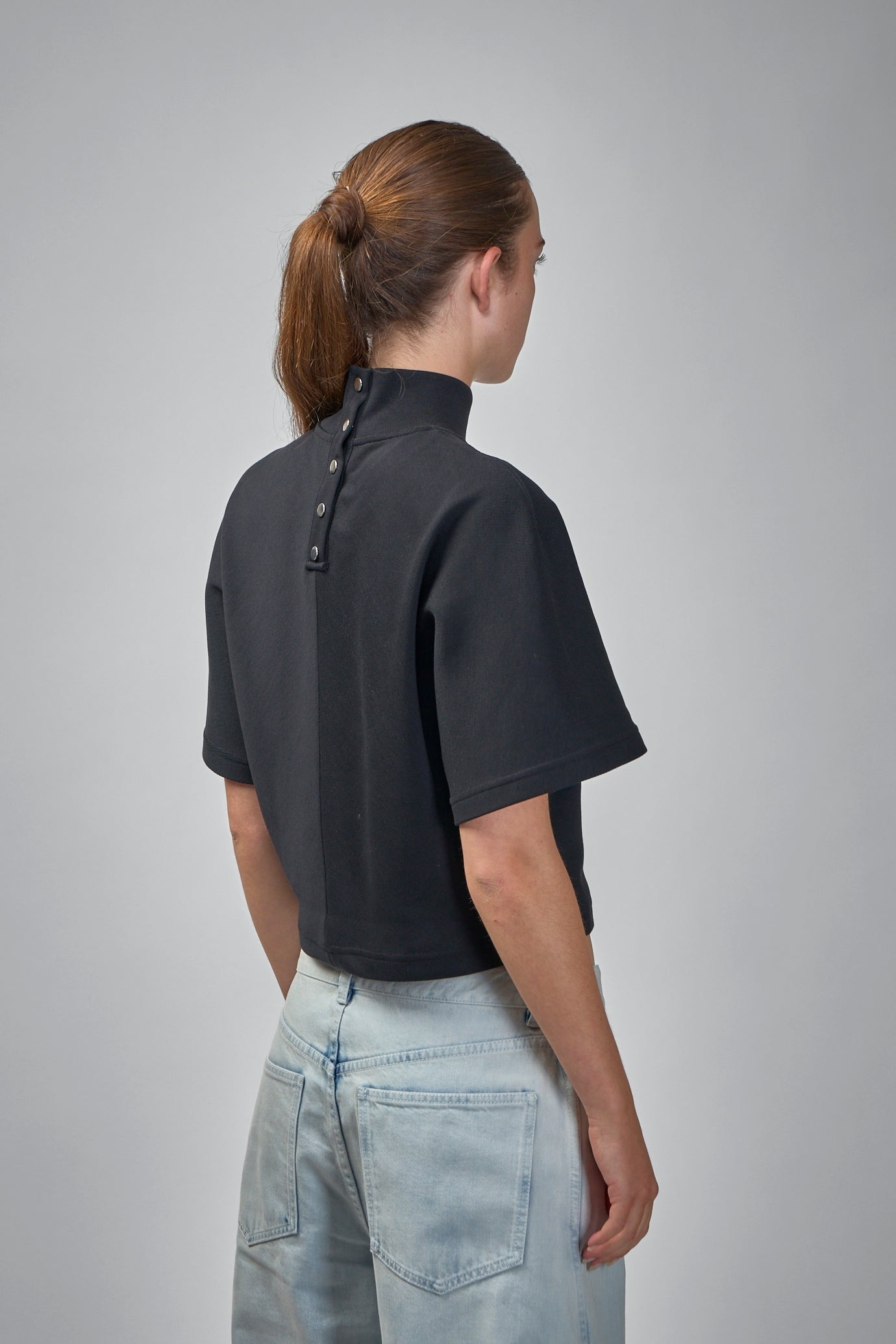 Ribbed Cotton High Neck T-Shirt - 3