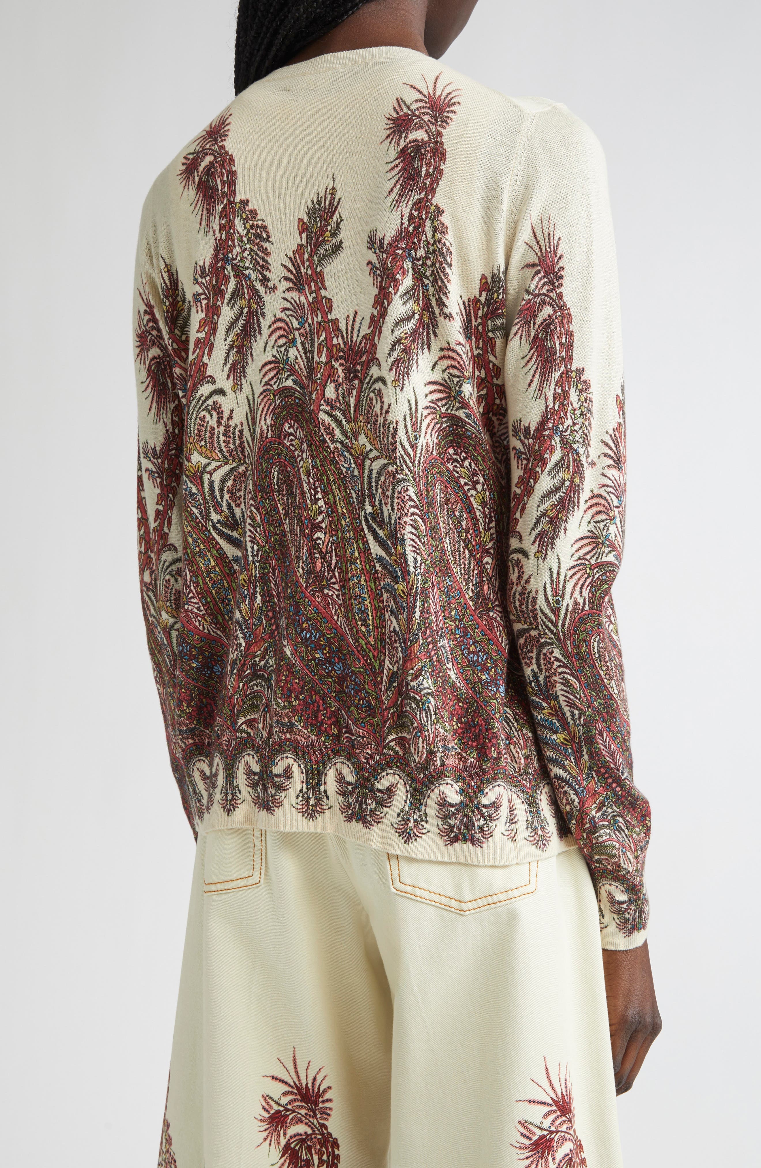 Etro Floral Paisley Silk & Cashmere Cardigan in Stampa F.do Bianco at Nordstrom - 3