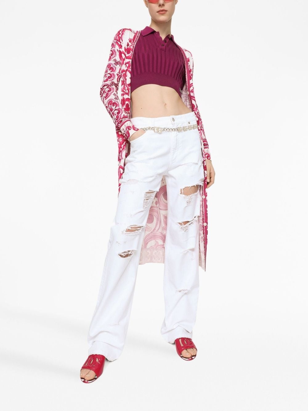 distressed straight-leg jeans - 2