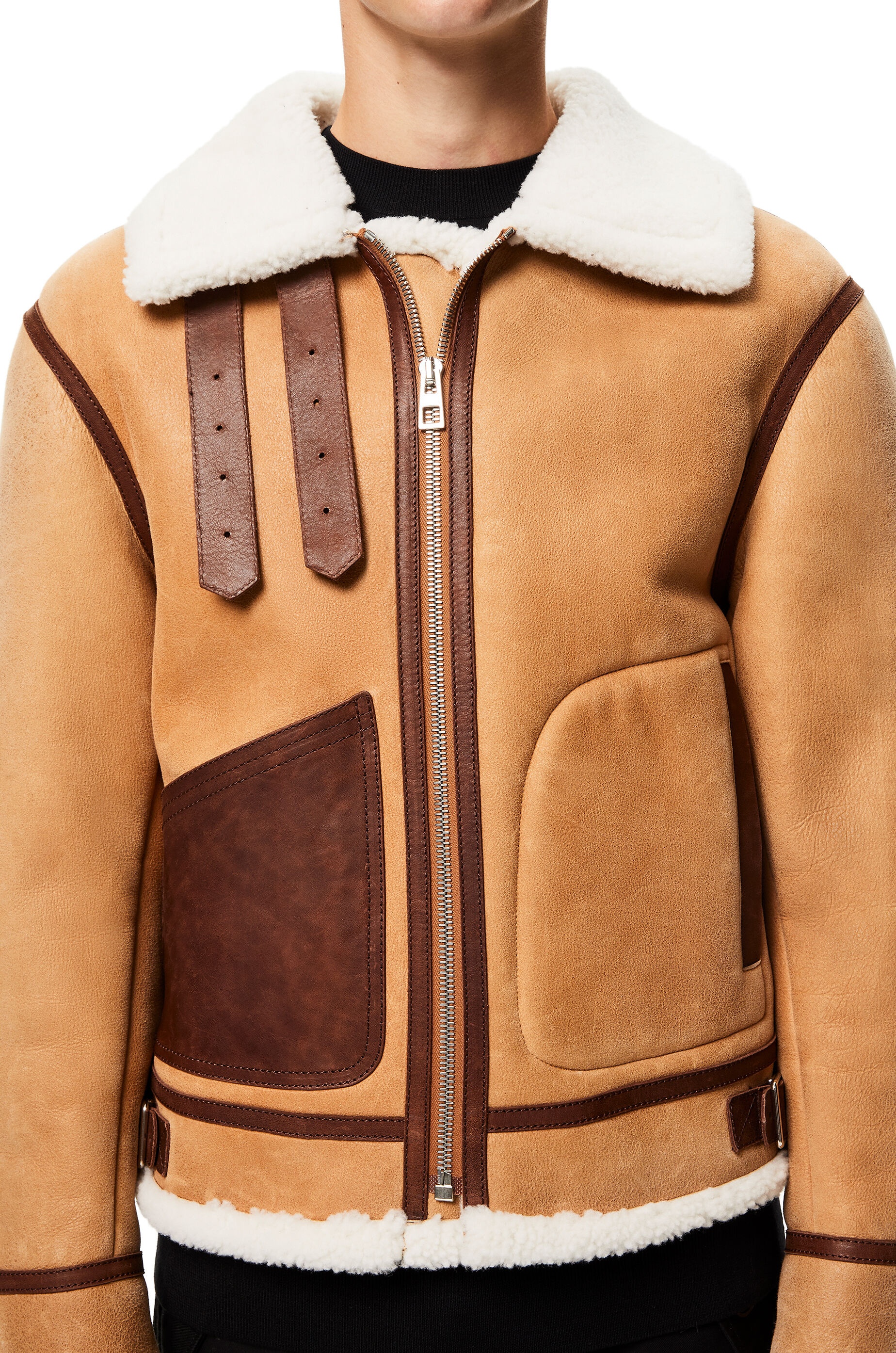 Shearling aviator jacket in novack and nappa - 5