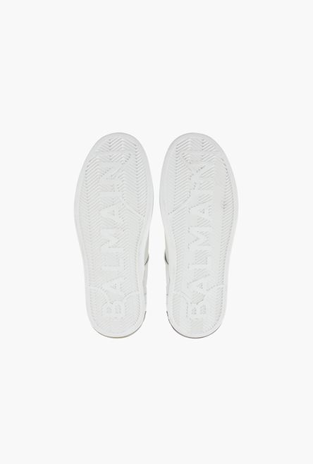 White calfskin and metallic gold leather B-Court sneakers - 5