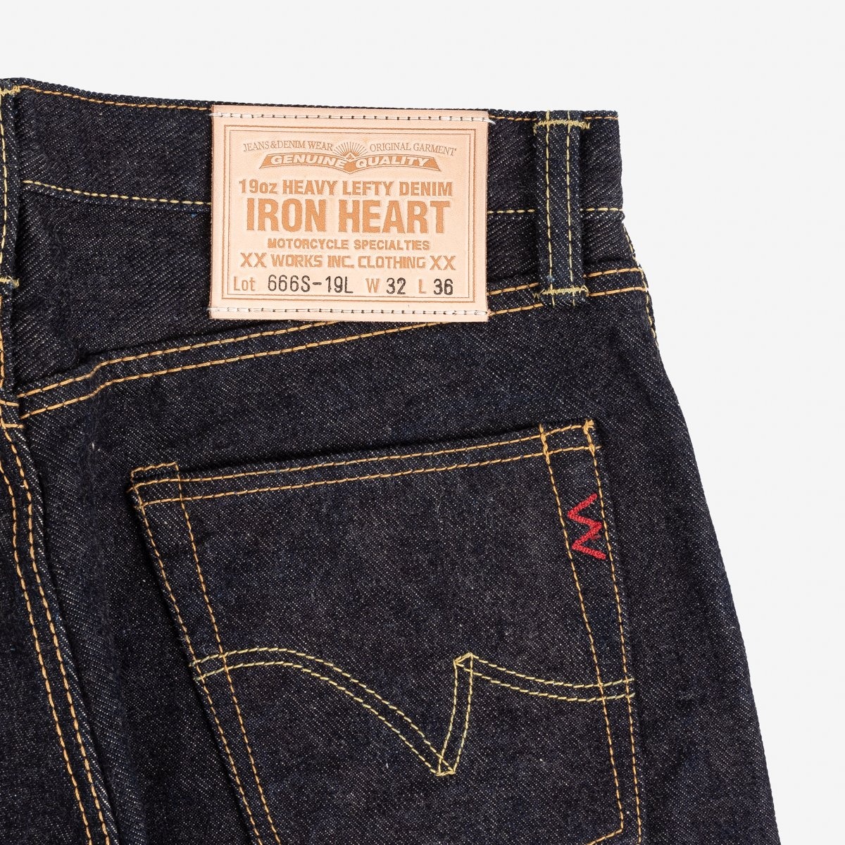 IH-666S-19L 19oz Left Hand Twill Selvedge Denim Slim Straight Cut Jeans - Indigo - 7