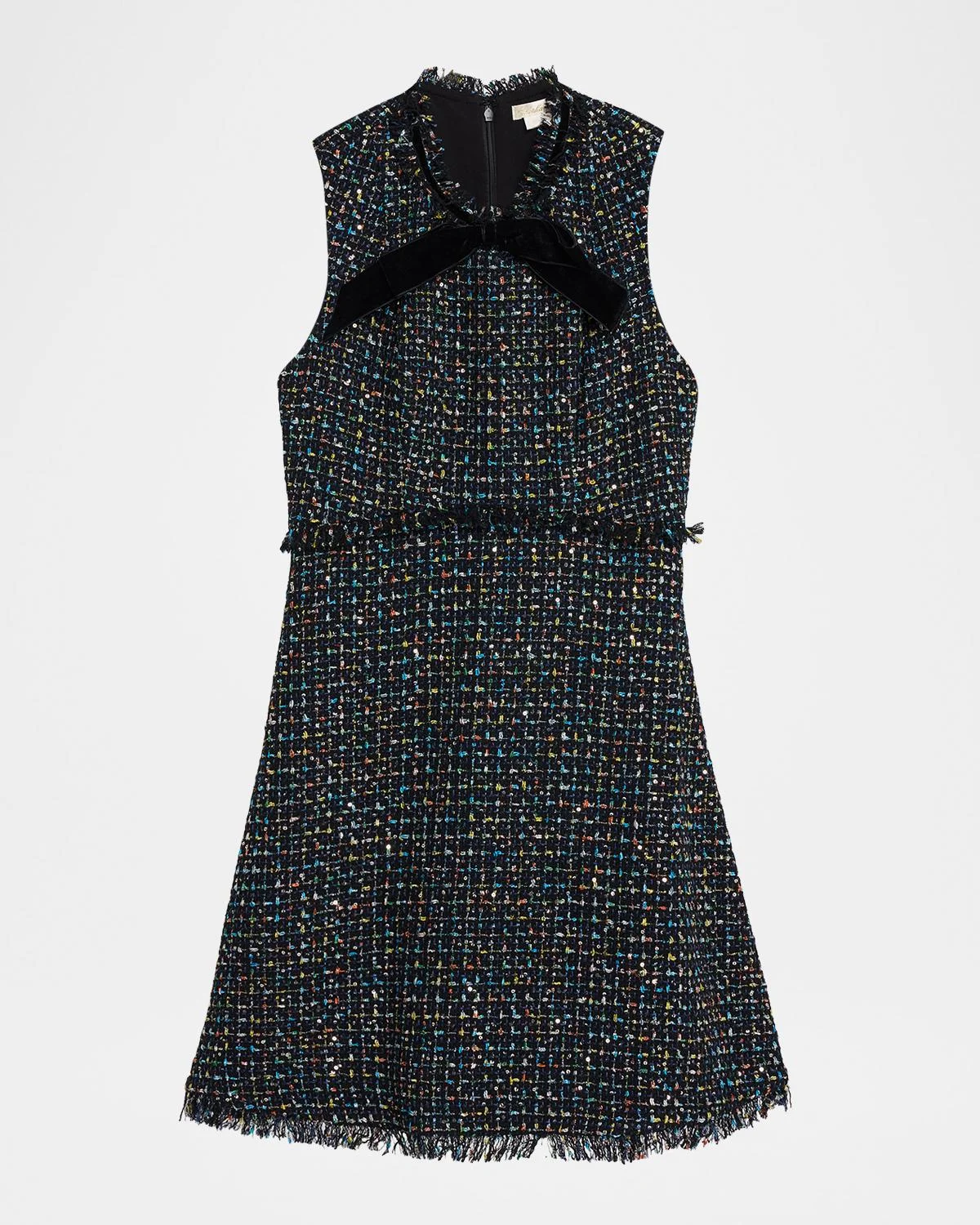 Alicia Bow-Front Shimmer Tweed Mini Dress - 1