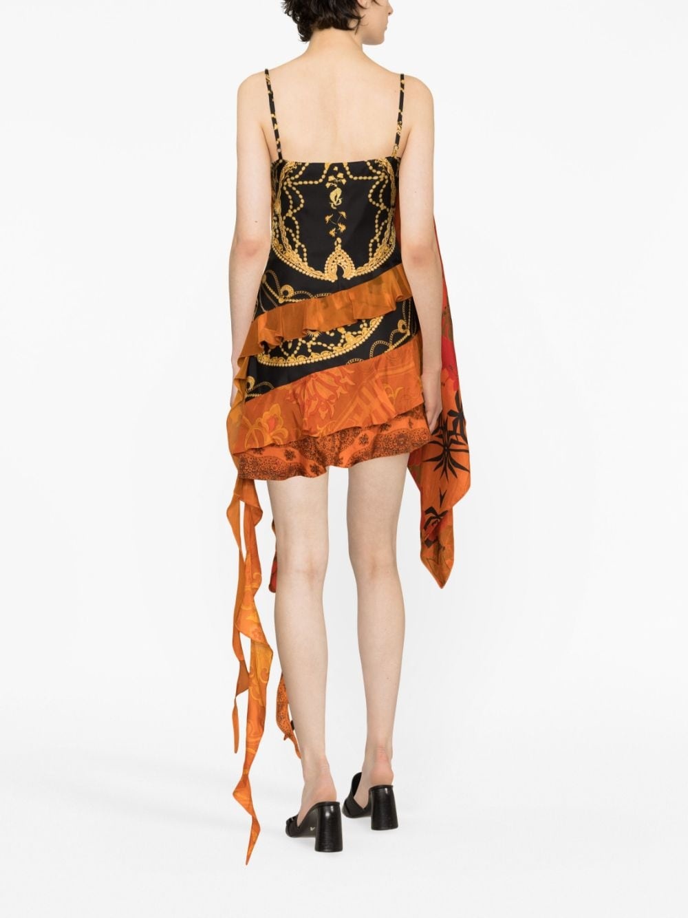 graphic-print ruffled asymmetric dress - 4
