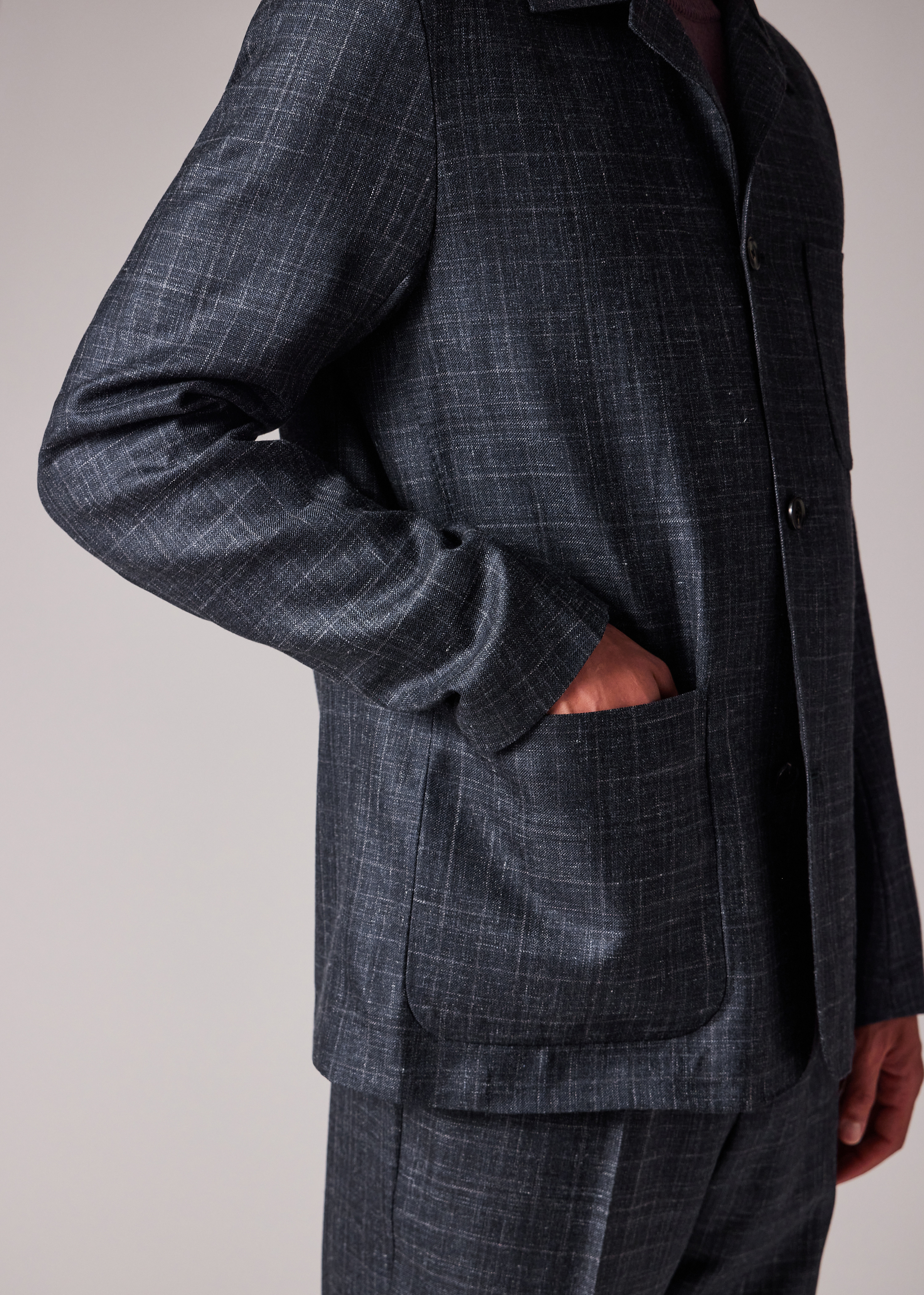 Navy Wool-Silk Work Jacket - 7