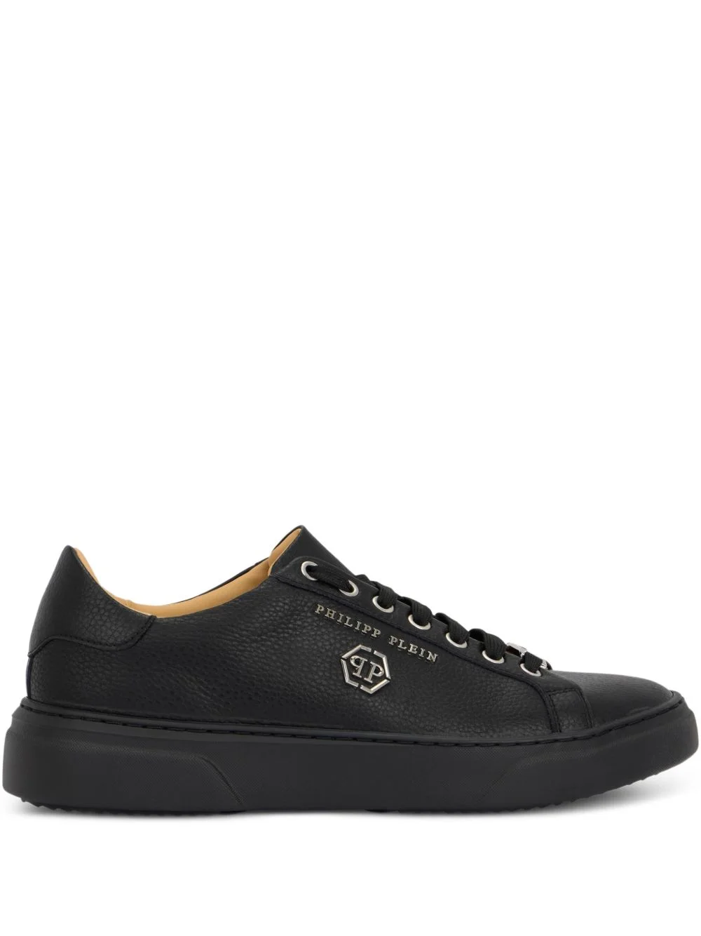 hexagon-logo leather sneakers - 1