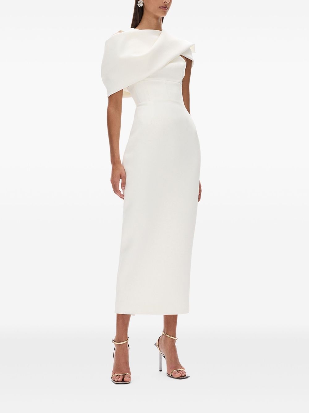 Clara asymmetric-detail midi dress - 4