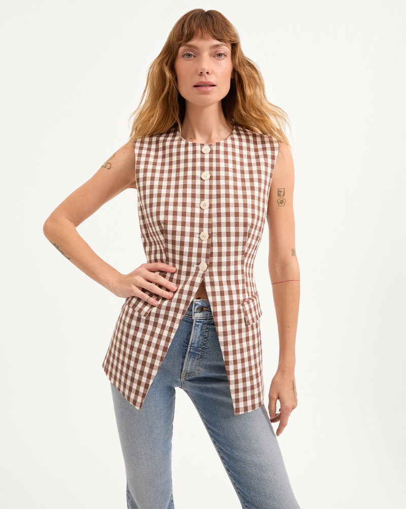 VERONICA BEARD LOIS GINGHAM SEERSUCKER VEST outlook
