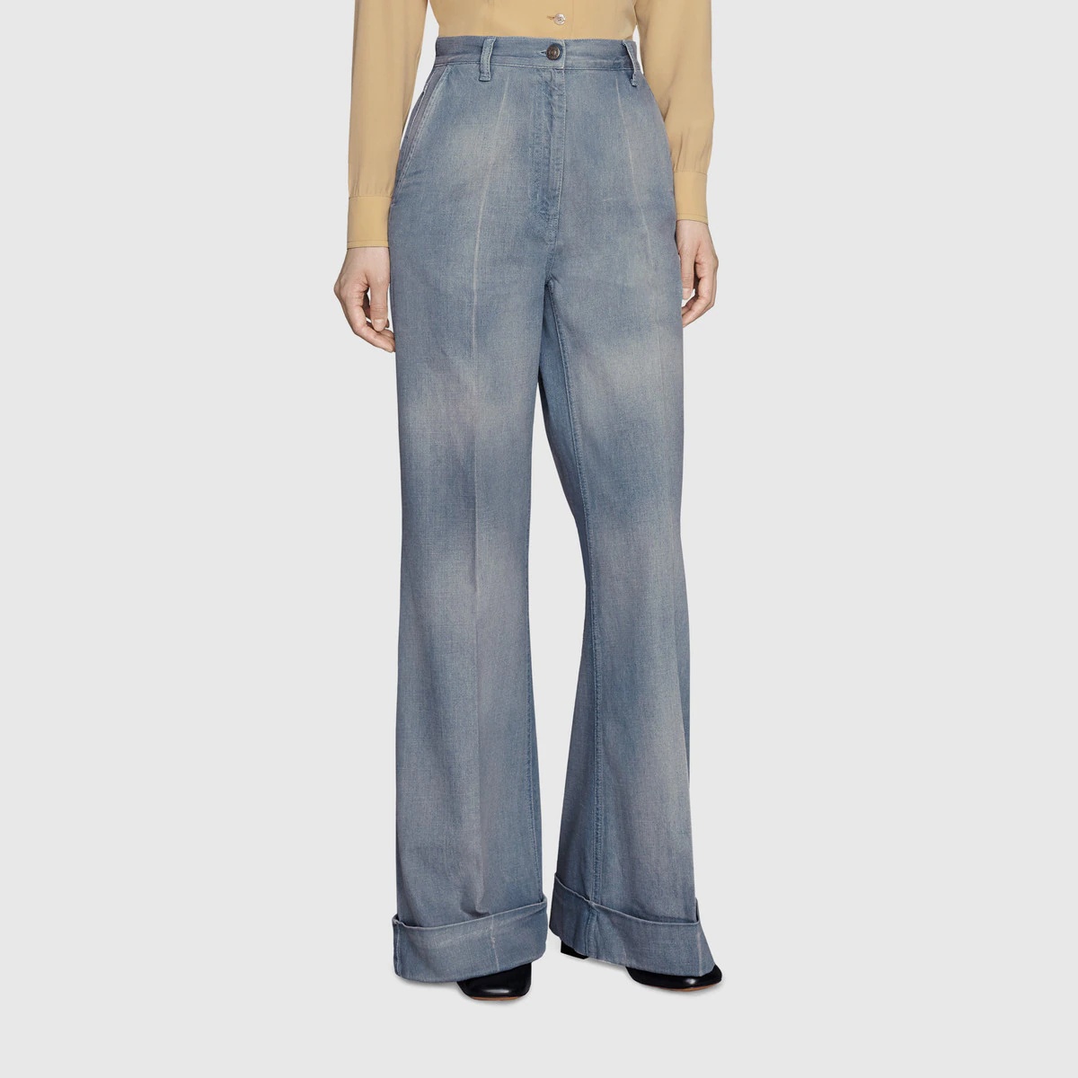 Eco washed organic denim flare pant - 3
