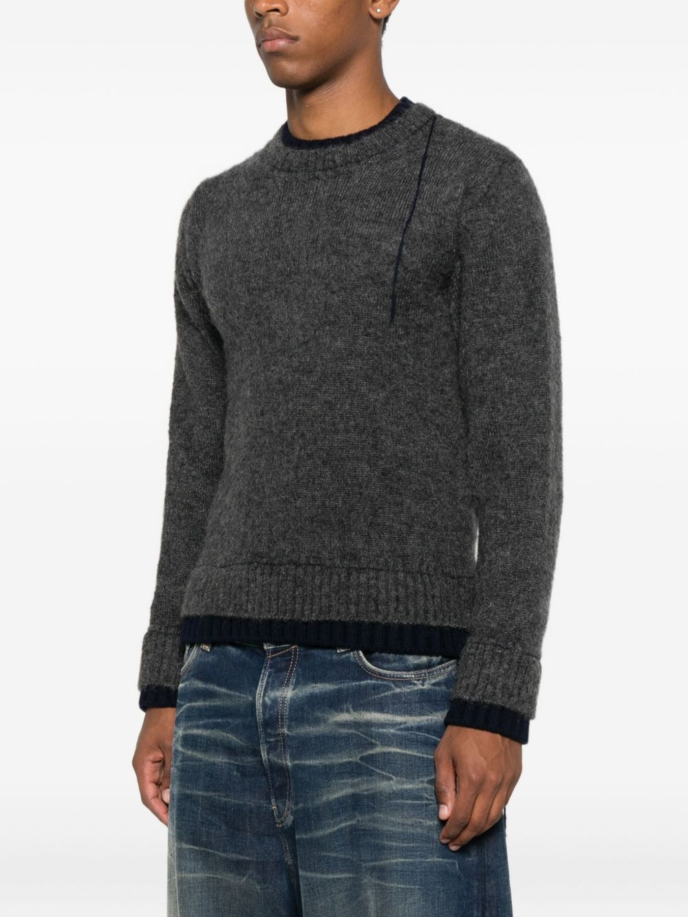 double-layered frayed-edge sweater - 3