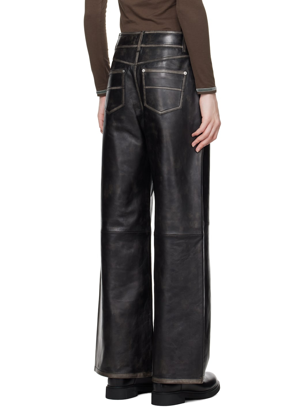 Black Mylah Leather Pants - 3