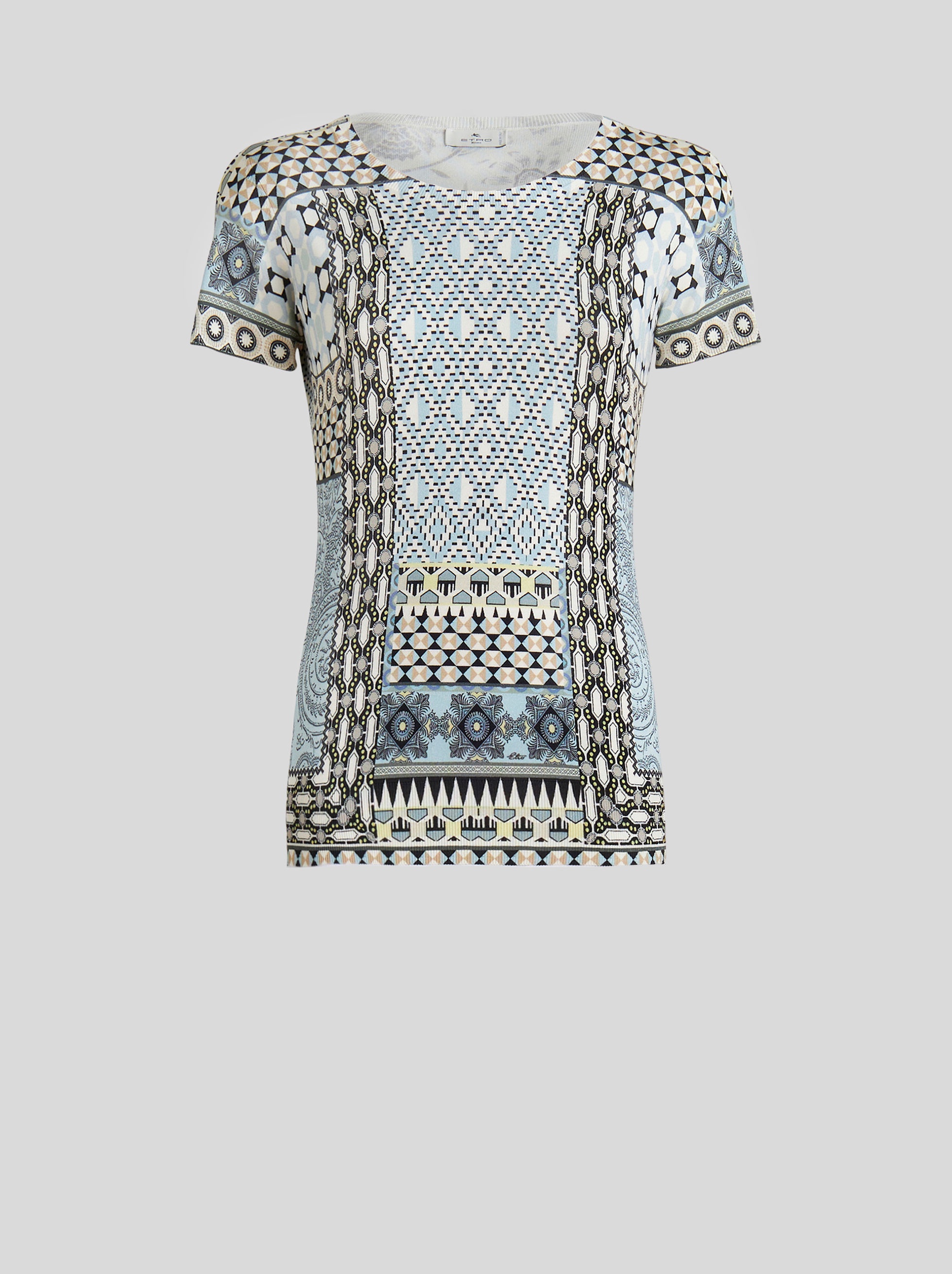 PATCHWORK SILK SHORT-SLEEVED JUMPER - 1