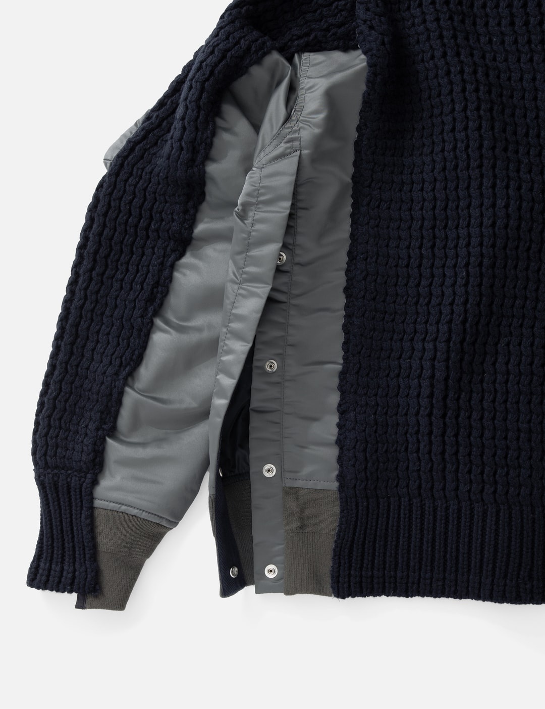 sacai NYLON TWILL MIX KNIT BLOUSON | REVERSIBLE