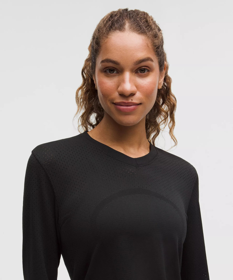 Swiftly Open-Hole V-Neck Long-Sleeve Shirt 4