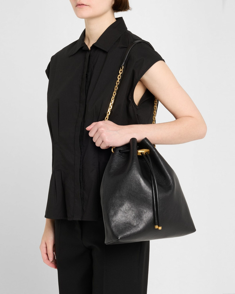 JIMMY CHOO Cinch Leather Drawstring Bucket Bag outlook