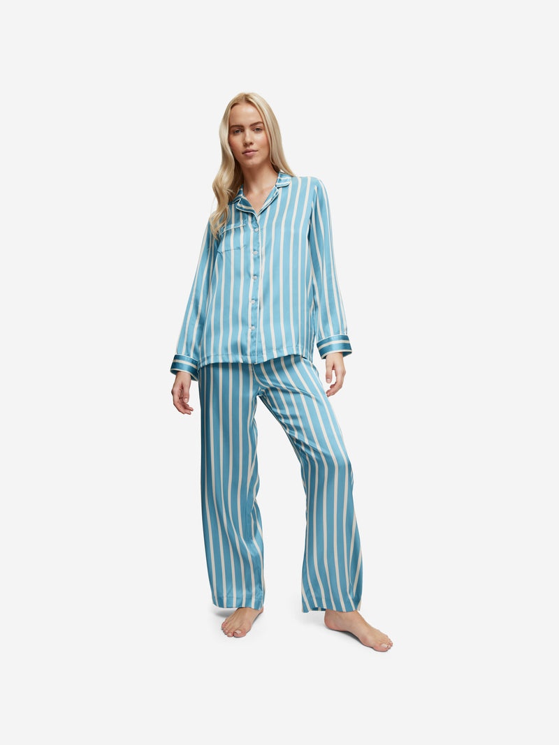 Women's Pyjamas Brindisi 88 Silk Satin Blue - 3