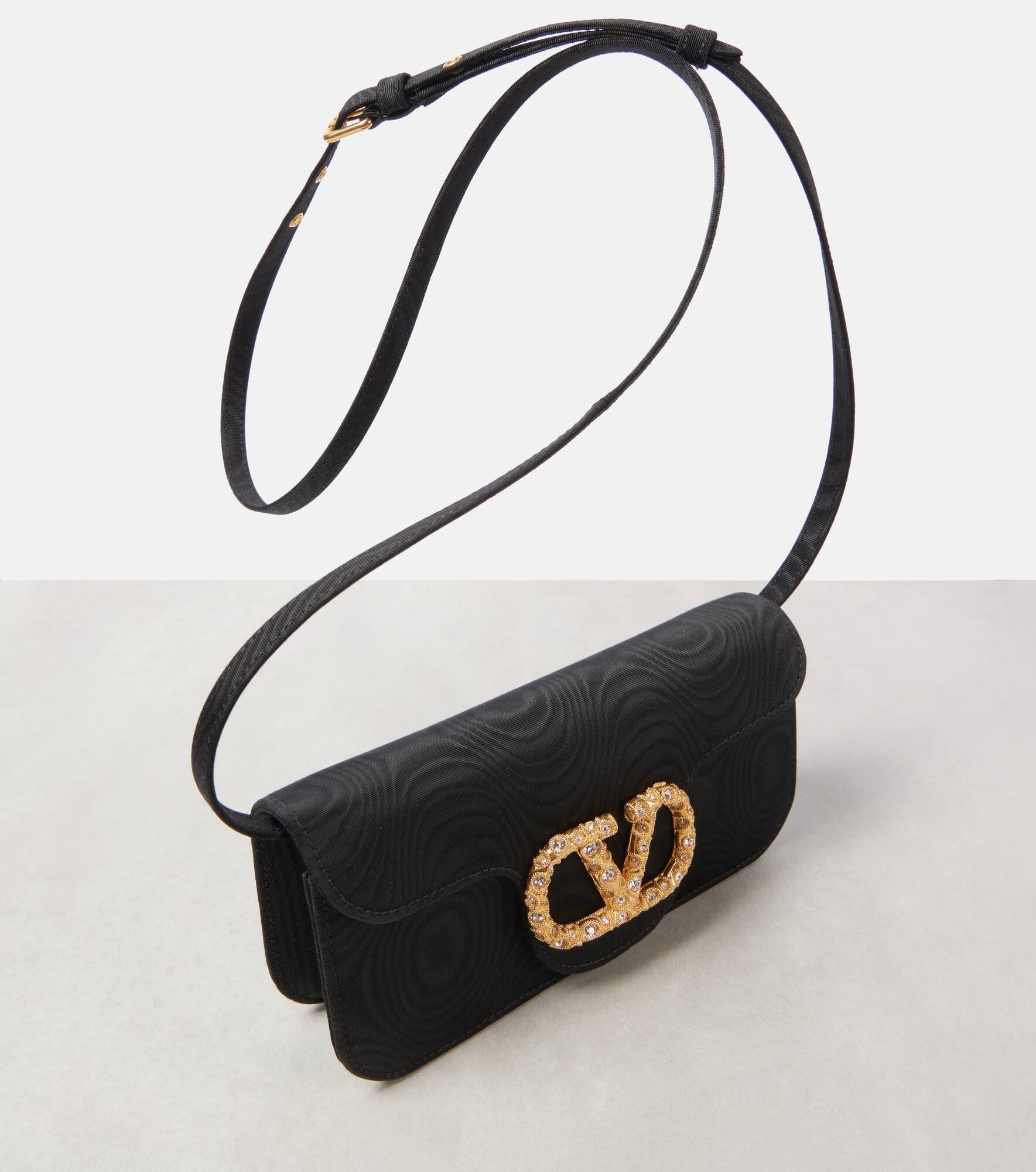 VLogo Signature embellished moiré clutch - 6